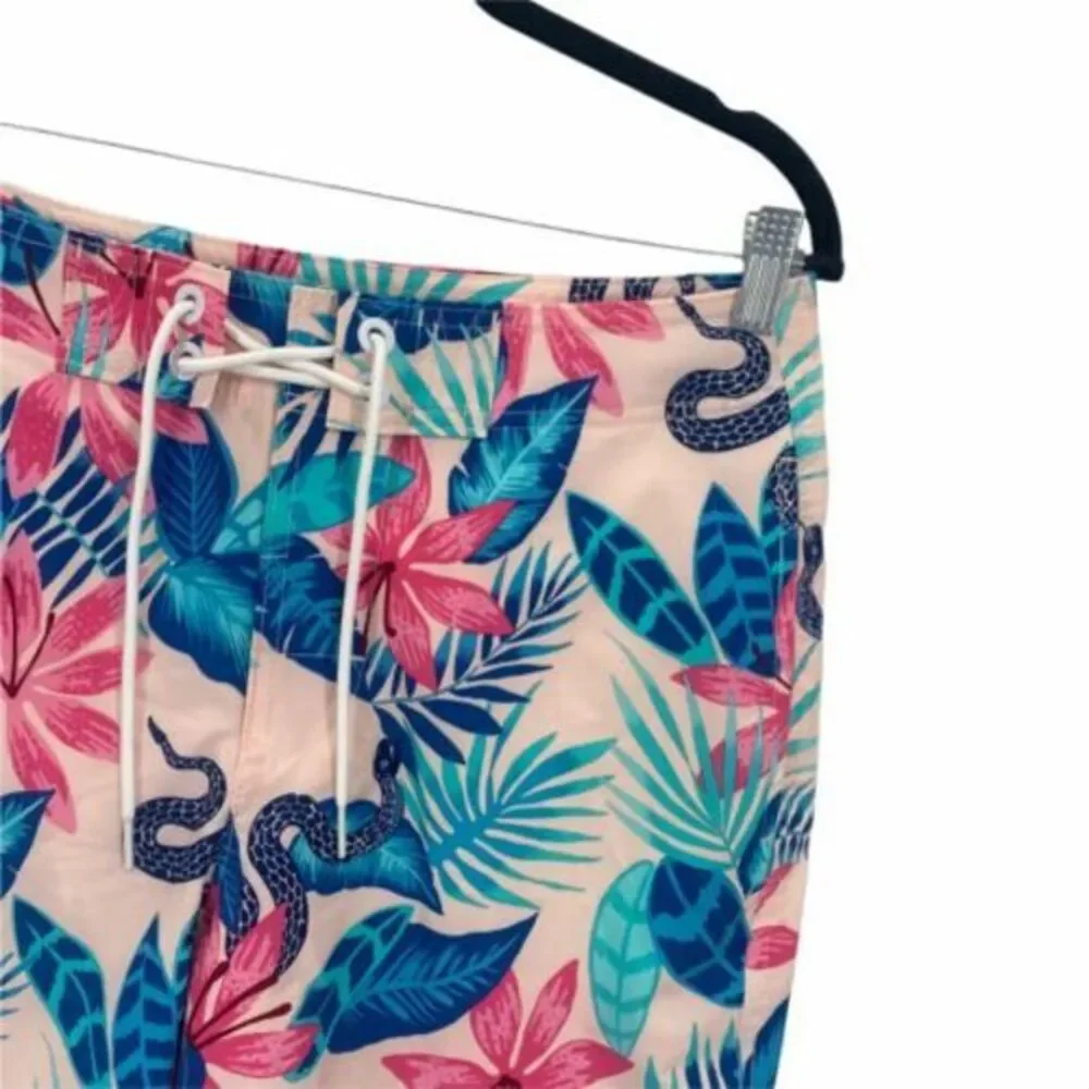 Hollister Swim Trunks Mens 30 Pink Floral Snake Board‎ Shorts Epic Flex Pockets